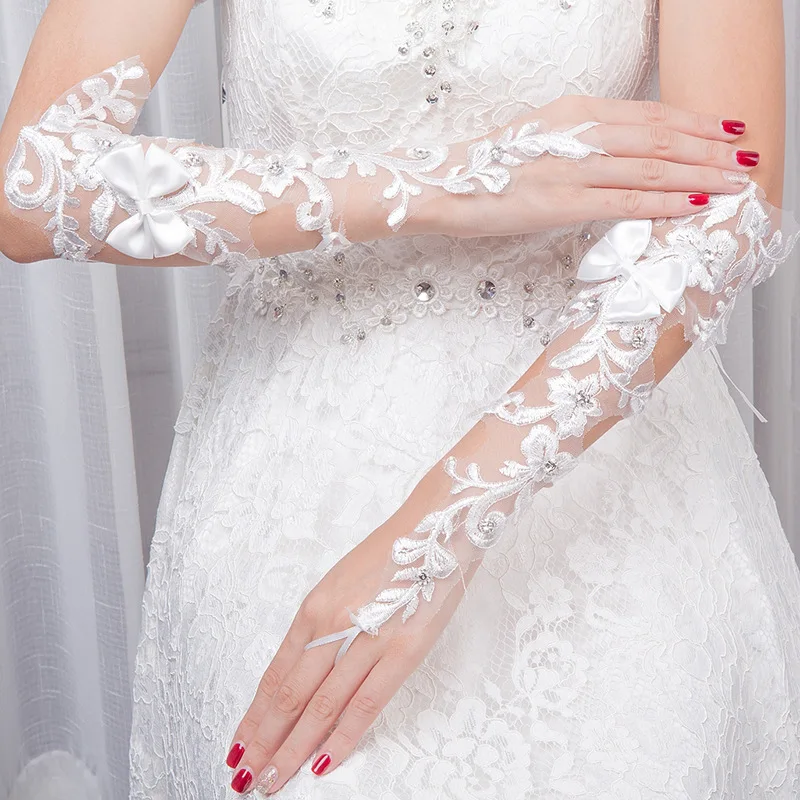 

Bridal wedding dress lace hook finger ceremonial performance photography gloves