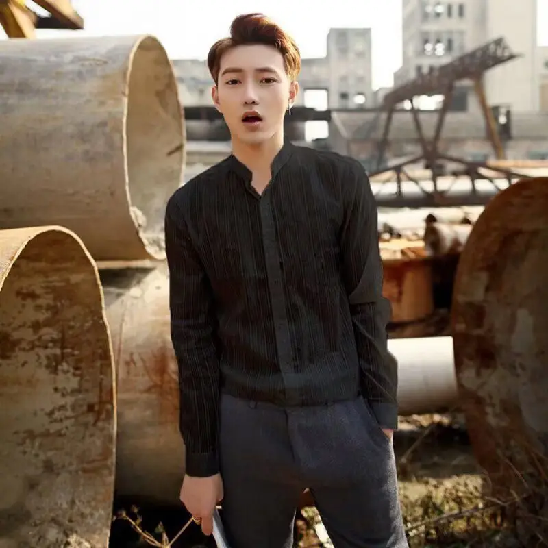 

Loose Fit Long Sleeve Casual Shirt for Men Spring Summer Trendy Versatile Leisure Outerwear American Style Hong Kong Wind