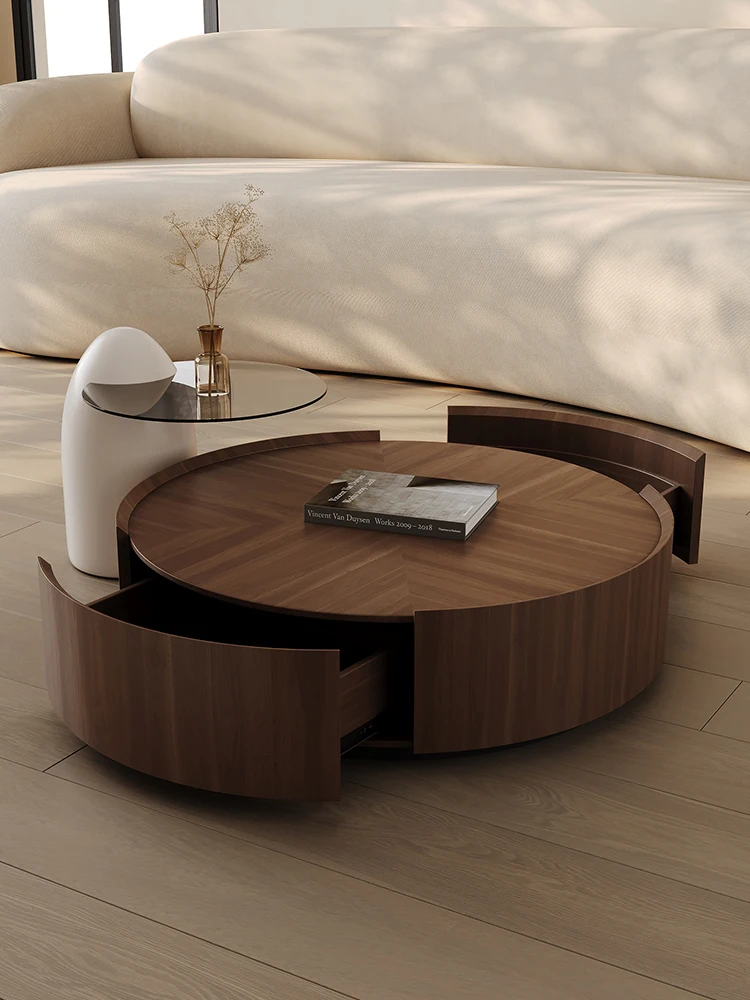 طراز إيطالي، فاخر بسيط، خشب متين، طاولة قهوة، منزلية، بسيطة، حديثة، جوز #4