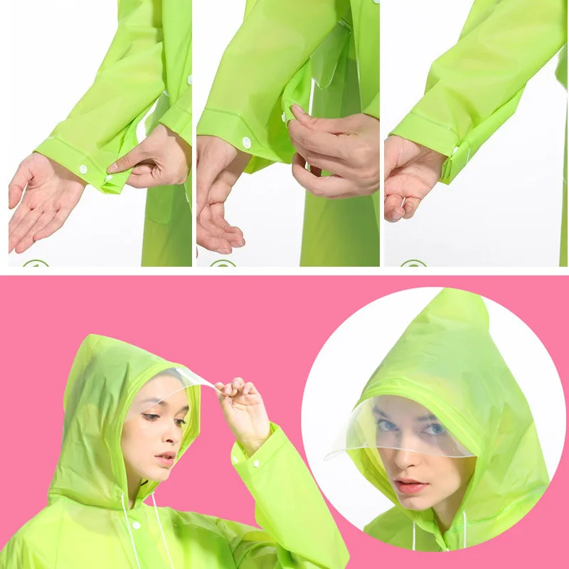 EVA plastic raincoat women's fashion hiking long waterproof and lightweight adult poncho men's large size breathable