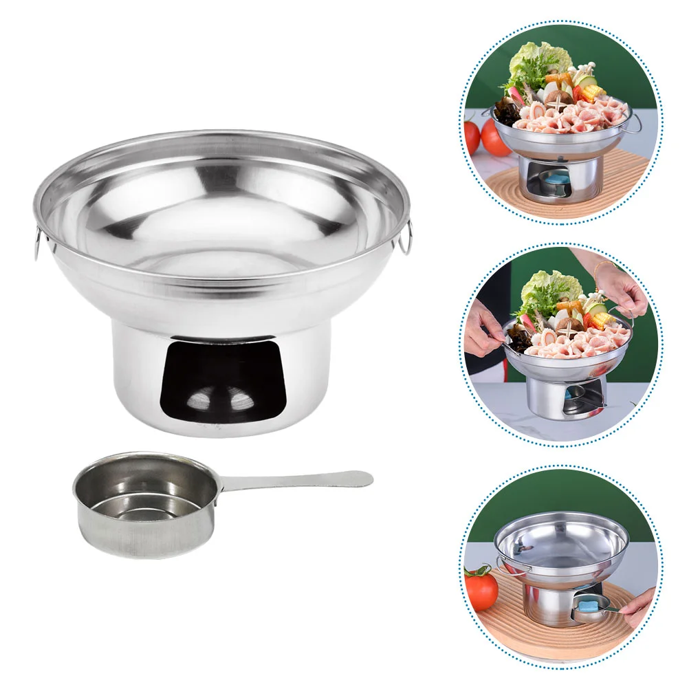 

1 set Furnace Stove Solid Fuel Boiler Chafing Dish Buffet Korean Pot Stainless Steel Hot Pot Outdoor Stainless Steel Container