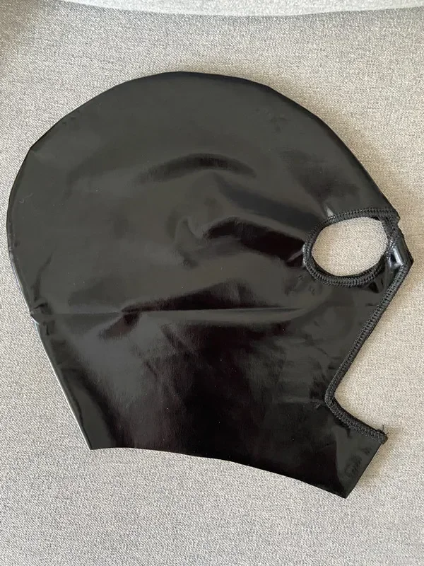 Sexy Leather Latex Hood Black Mask Cool Breathable Headpiece Fetish BDSM Bondage Adult Sex Games Coplay Mask For Costume Party