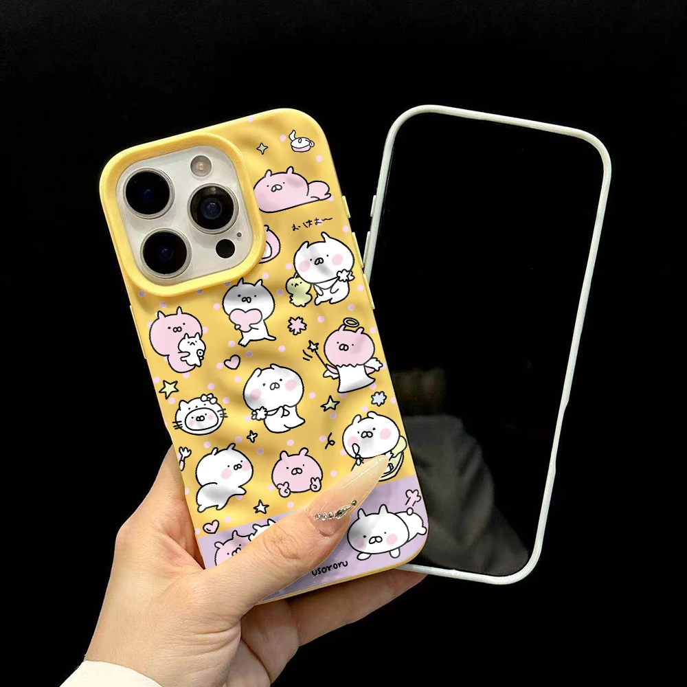 Koreanisches Kawaii-Cartoon-Design Weiche Silikon-Handyhülle für iPhone 17 16 15 14 13 12 11 Pro Max 14 Plus 17Air Falten-Wellen-Design – Detail 6