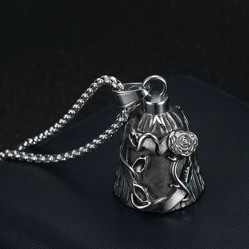 Rose Bell Motorcyclist Pendant Necklace Motorcycle Bell Riding Exorcism Accessory