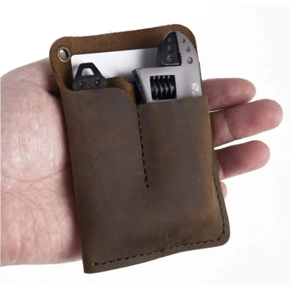 

Genuine Leather Leather EDC Organizer Belt Clip Handmade Outdoor Tool Pouch Black/Brown Multifunctional EDC Pouch Pocket