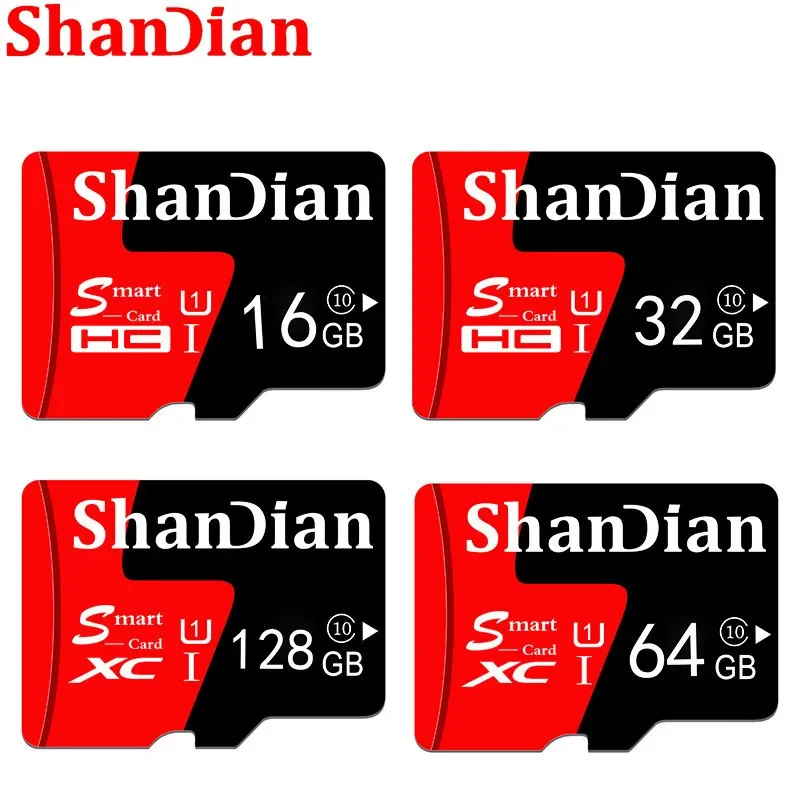 SHANDIAN Red TF Smart SD Car CD Player Memory Capacity Expansion 8GB 16GB 32GB 64GB 128GB Free Gift Comes with SD Card Adapter