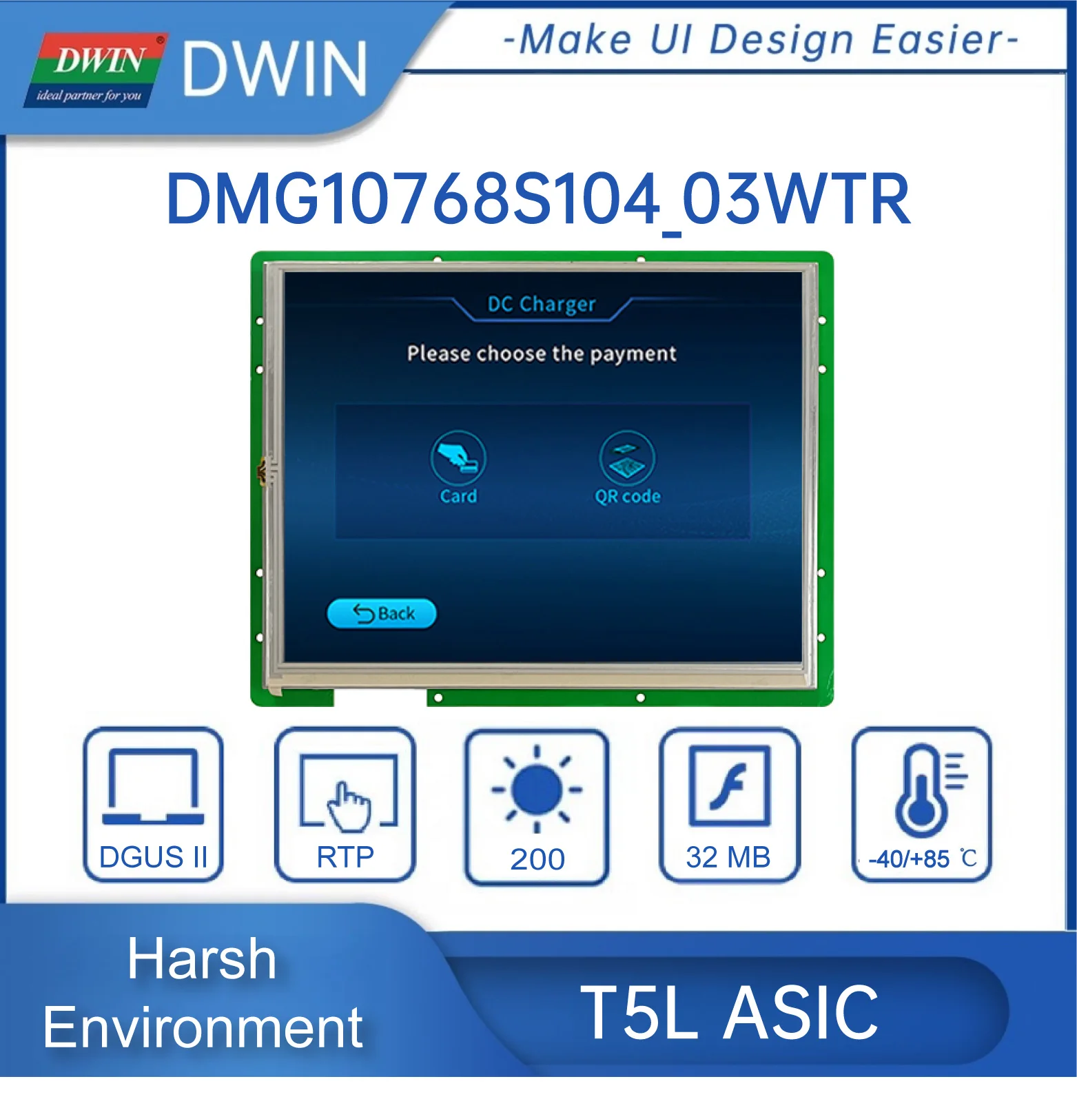 10.4 Inch 1024*768 Pixels Resolution 16.7M Colors HMI IPS TFT LCD Display Screen Lcd Modules Touch Panel DMG10768S104_03W