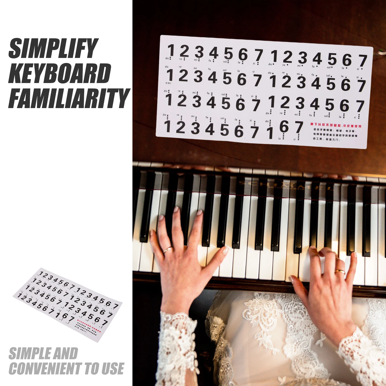 

1 set 1 Set Of Piano Keyboard Stickers Waterproof Wear-Resistant For All Keyboards Learning Music Supplies Decals Labels Numbers