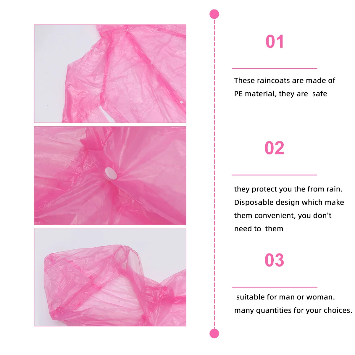 

10 Pcs Disposable Raincoat PE Material Man Woman Outdoor Durable Practical Rainwear Riding