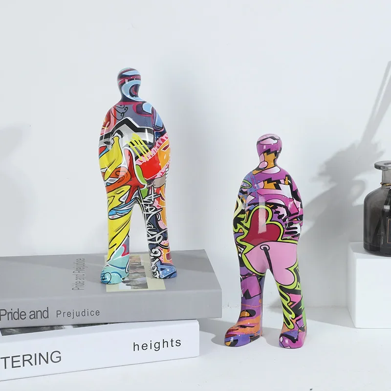 Colorful characters graffiti resin ornament creative color living room desktop entrance desk soft decoration