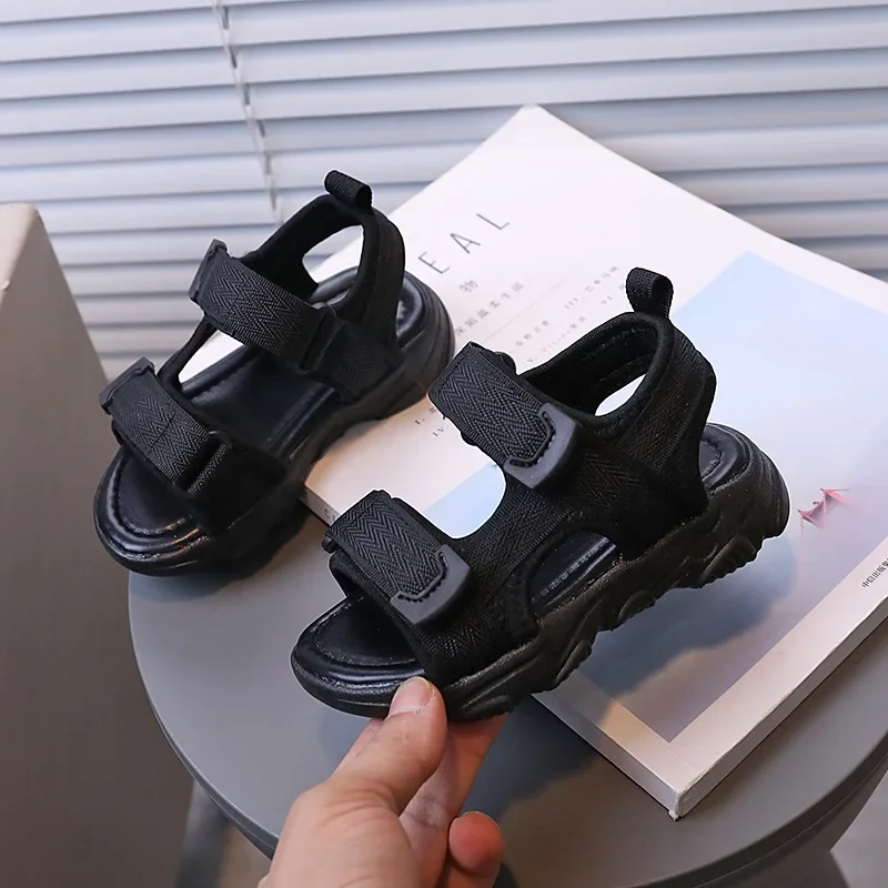 Summer Beach Sandals for Boys Korean Style 2024 Fashion Children Footwear Canvas Anti-slippery Soft-soled Kids Shoes Girl