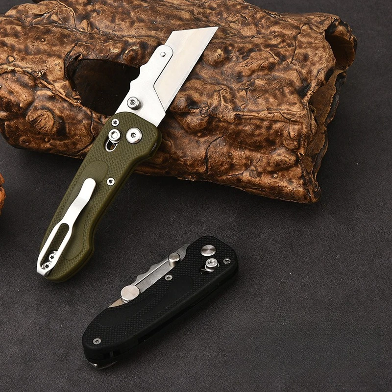 

Folding Utility Knife Anti Slip Handle Portable Multi-purpose Sharp Blade Outdoor Camping Cutter Pocket Wallpaper with 10 Blades