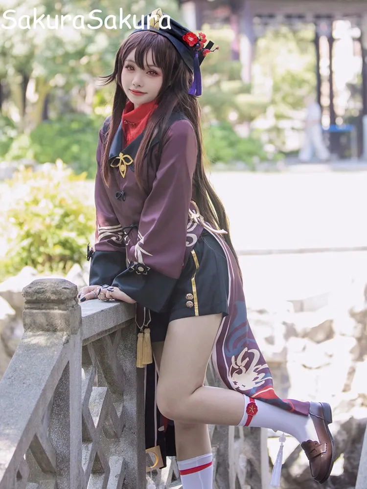 

Костюм для косплея Hutao Genshin Impact, обувь, Униформа, парик в китайском стиле, костюмы на Хэллоуин для женщин, игра Ху Тао