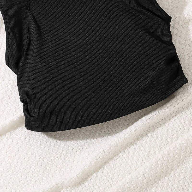 مجموعات نمط العطلة السوداء أنيقة سوداء محبوكة تانك القمم وتنورة مقسمة توين الفتيات الزي 8-12 سنة الاطفال الدعاوى اليومية الصادرة #4