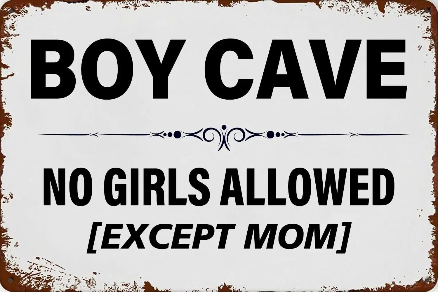 Boy Cave No Girls Allowed Except Mom Vintage Metal Tin Signs Funny Boy Room Wall Door Sign for Teen Boys Bedroom Decoration sign