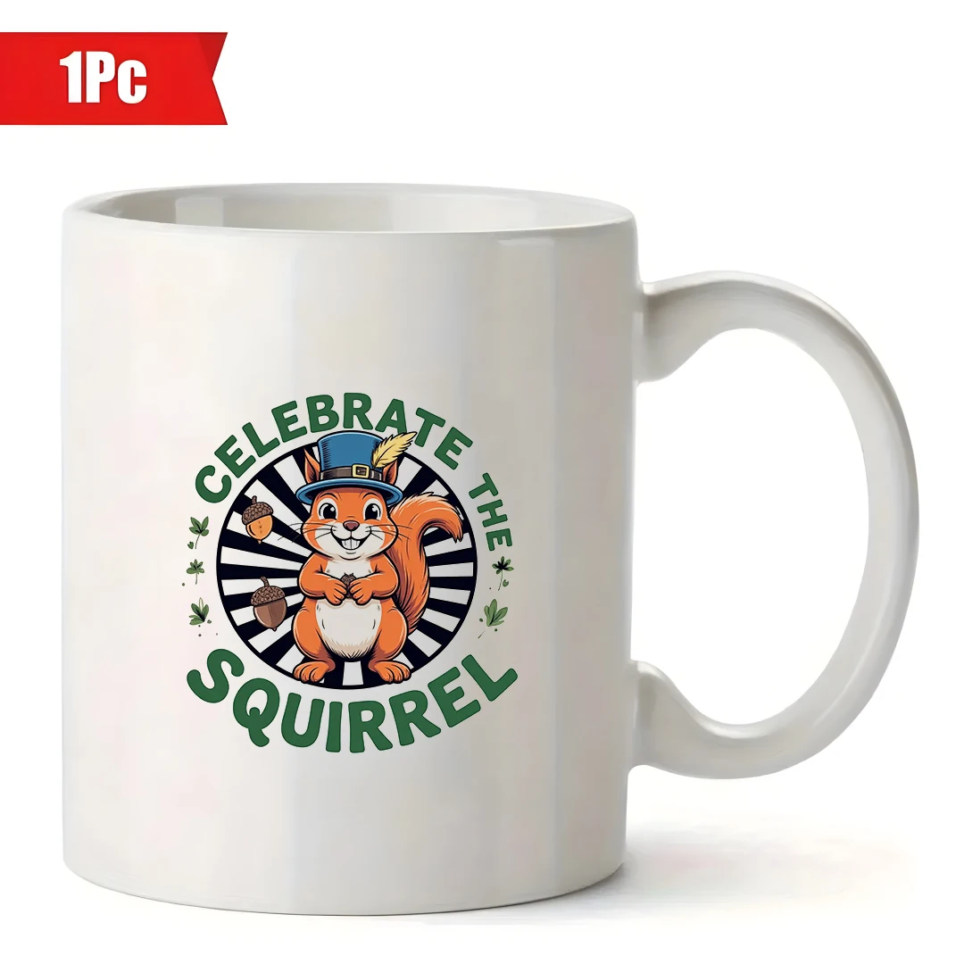 Cartoon-Eichhörnchen-Weihnachtsmützen-Becher, 11 Unzen, Kinder-Getränkebecher, Heimbüro, heiß und kalt, Dual-Use-Becher, fröhliche Feier, Eichhörnchen