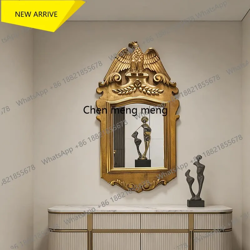 z183 French retro home entrance living room decorative mirror American carved eagle art mirror European style
