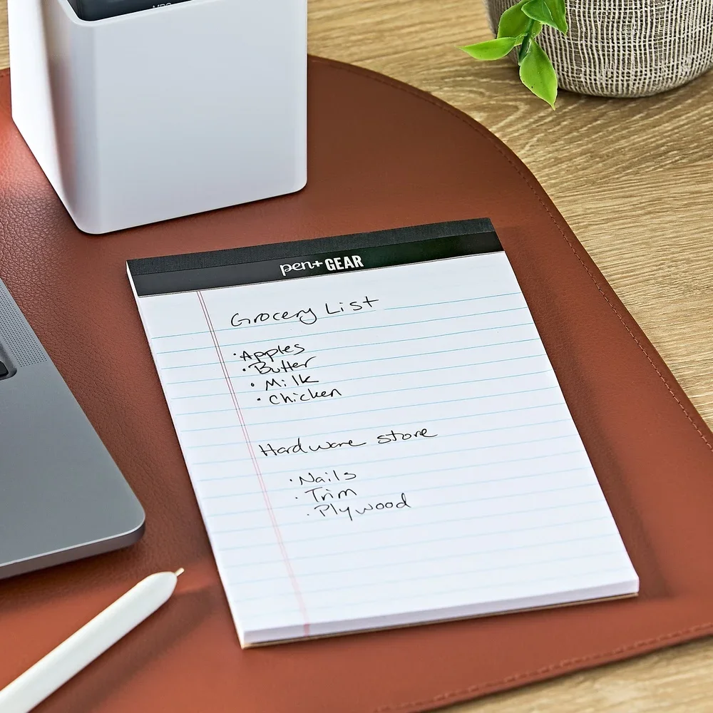 وسادات قانونية للصغار مسطرة واسعة مقاس 5 × 8 بوصات 50 ورقة ورق أبيض 6 عبوات من اللوازم المكتبية المدرسية الورقية المعاد تدويره