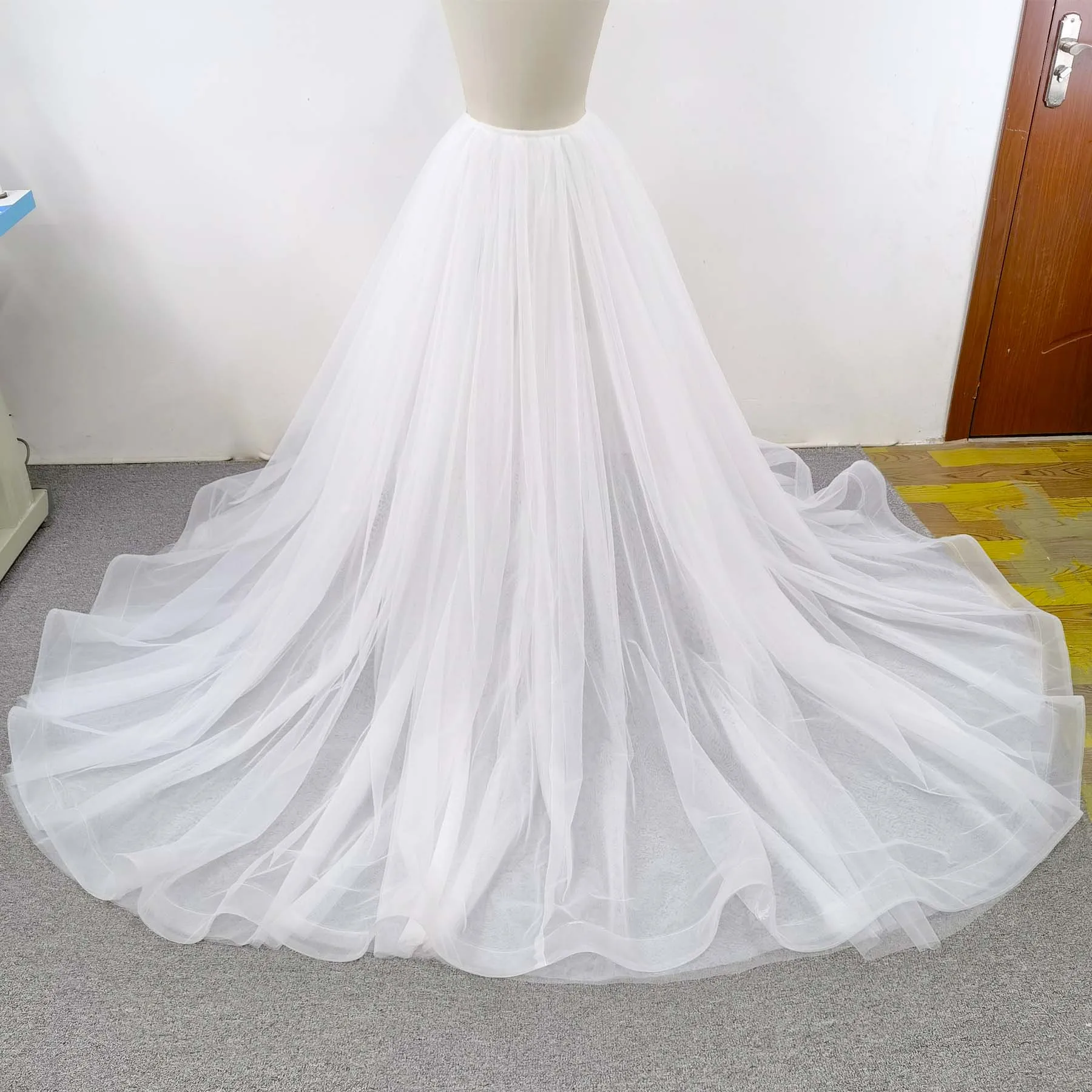 Saia De Casamento De Tule De Marfim Com Trem Removível, Boho Bridal Overskirt, Vestidos De Noite, Destacável, 4 Camadas