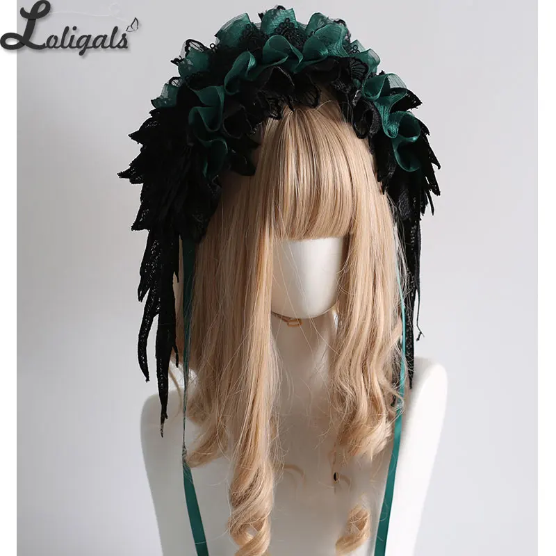 ربطة رأس بأجنحة قوطية متعددة الألوان مع كشكشة ، لوليتا ، دانتيل رائع ، KC #5