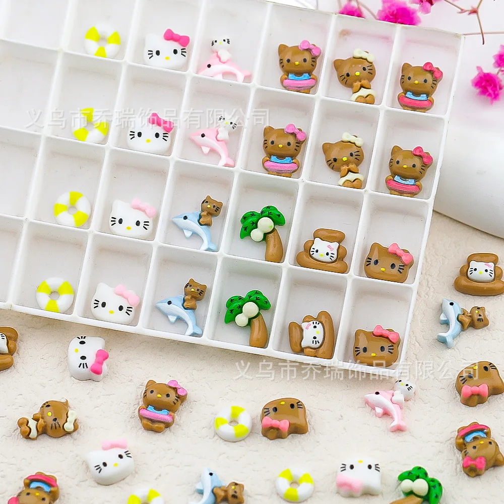 20pcs  MINISO Hello Kitty Kuromi Nail Art Decor Kawaii Cartoon Sanrioed Gems Charms for Manicure DIY Nail Rhinestone Gift