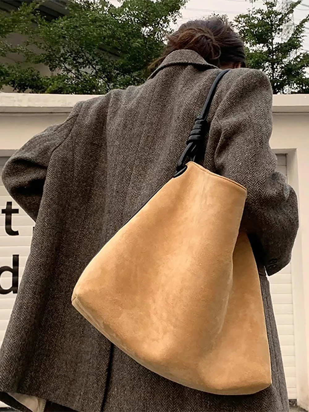 

Женская сумка, осенняя новая замшевая сумка в стиле ретро контрастного цвета, сумки на одно плечо, корейская повседневная сумка через плечо большой вместительности