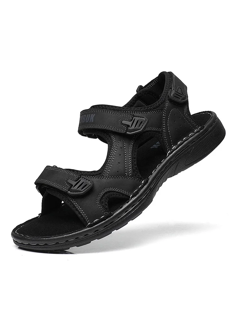 First-Layer Cowhide Men's Sports Sandals, Open-Toe Outdoor Non-Slip Sandals, Casual Men's Shoes, Outdoor Fashion Beach Shoes, Li