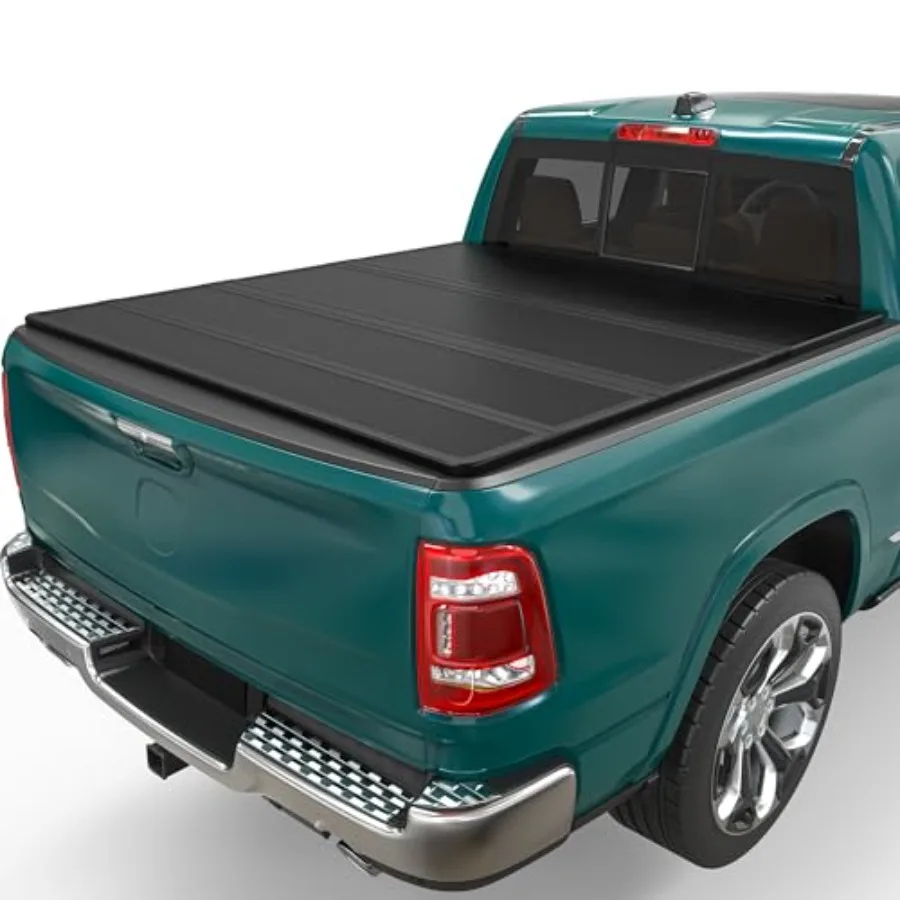 

Жесткий складной чехол-крышка для кузова пикапа Dodge Ram 1500 2009-2026, 5.7 футов, черный, прочный, всепогодный, надежная фиксация, без креплений