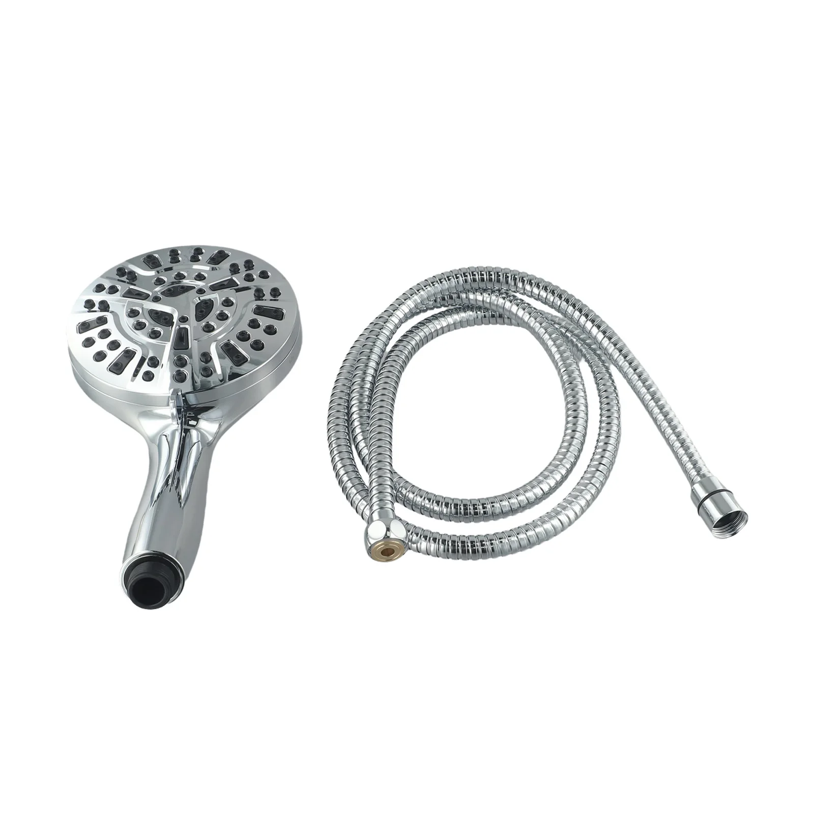 1Pc Shower Head W/ 1.5m Hose High Pressure 10-Mode Booster Hand Shower 5.04×2.09×10.9 Inch Stainless Steel For Bathroom Hardware