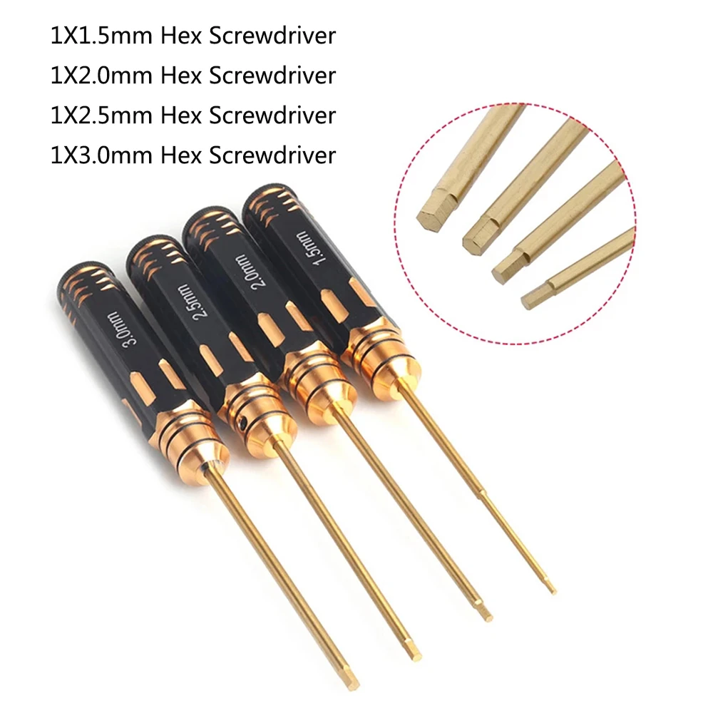 4-in-1-Sechskantschraubendreher 1,5 2,0 2,5 3,0 mm 6,35 mm Schnellwechsel-Inbusschlüssel-Inbusschlüssel-Inbusschlüssel-Werkzeug für 1/8 1/10 RC Car SCX10 TRX4