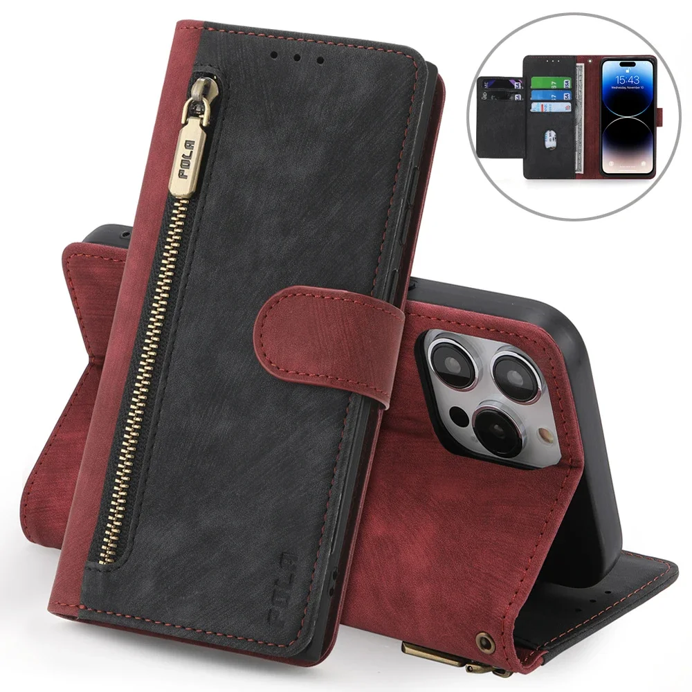 For ZTE Axon 30 Ultra 5G Zipper Wallet Leather RFID Case For ZTE Axon 40 Lite Case Blade V30 V40 Vita A72 A71 A51 A31 A52 Etui