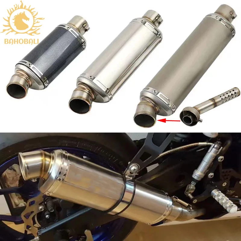 Escapamento Universal de 51mm para Motocicletas, Silenciador Modificado em Aço Inoxidável para Yamaha Honda Z750 Z800 Z900 Tmax