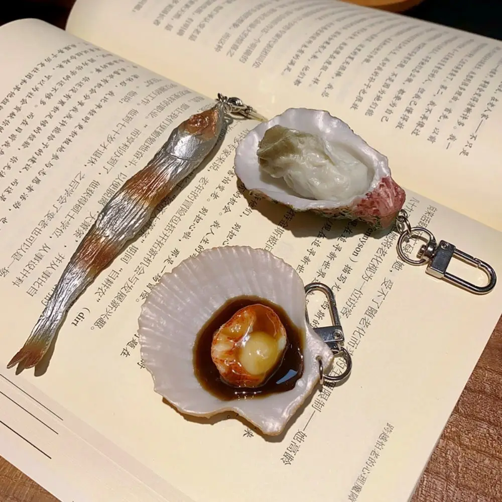 Creative Simulation Food Key Chain Interest Fashion Oyster Scallop Model Key Ring Cute Clam Scallop Model Pendant