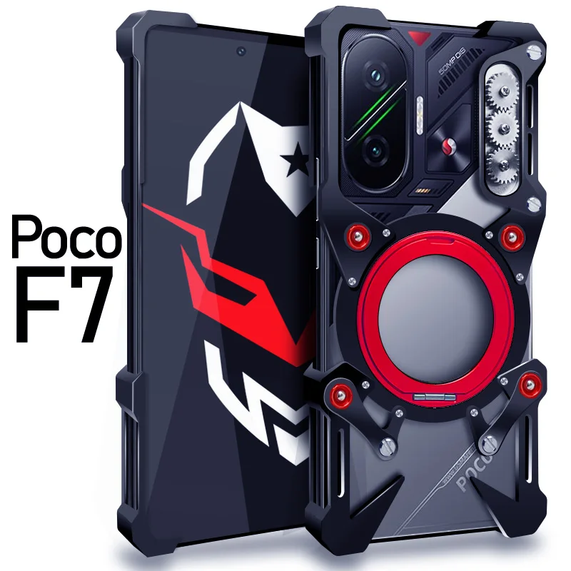 

Aluminum Frameless Case For POCO F7 For Redmi Turbo 4 Pro Rotating Bracket Shell Metal Rimless Shockproof Cover