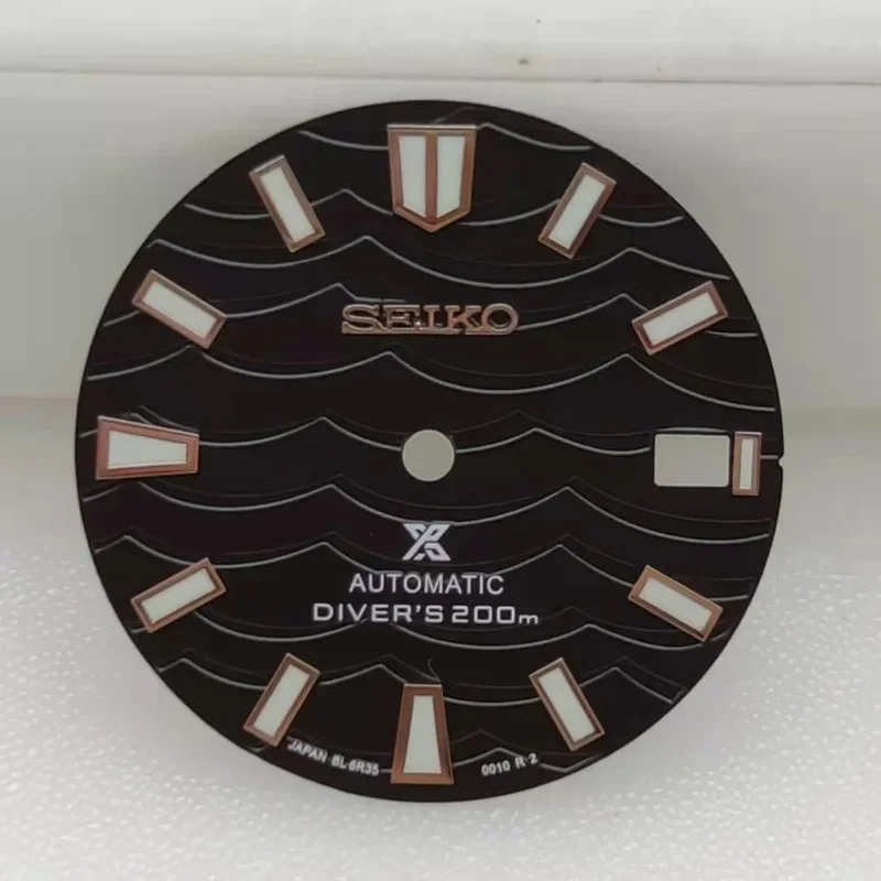 New SEIKO logo dial black white blue dial suitable for NH35/NH36/4R36A movement watch accessories repair tool diameter 28.55mm