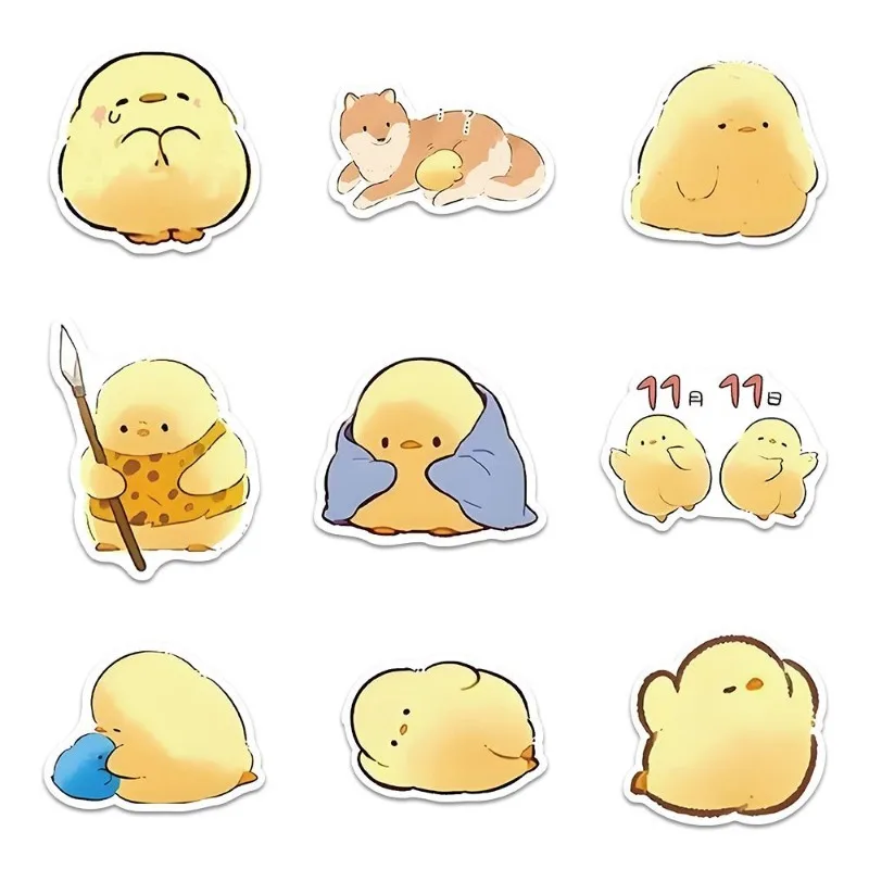 60PCS Cartoon Personality Yellow Chick Creative Graffiti Decorative Sticker