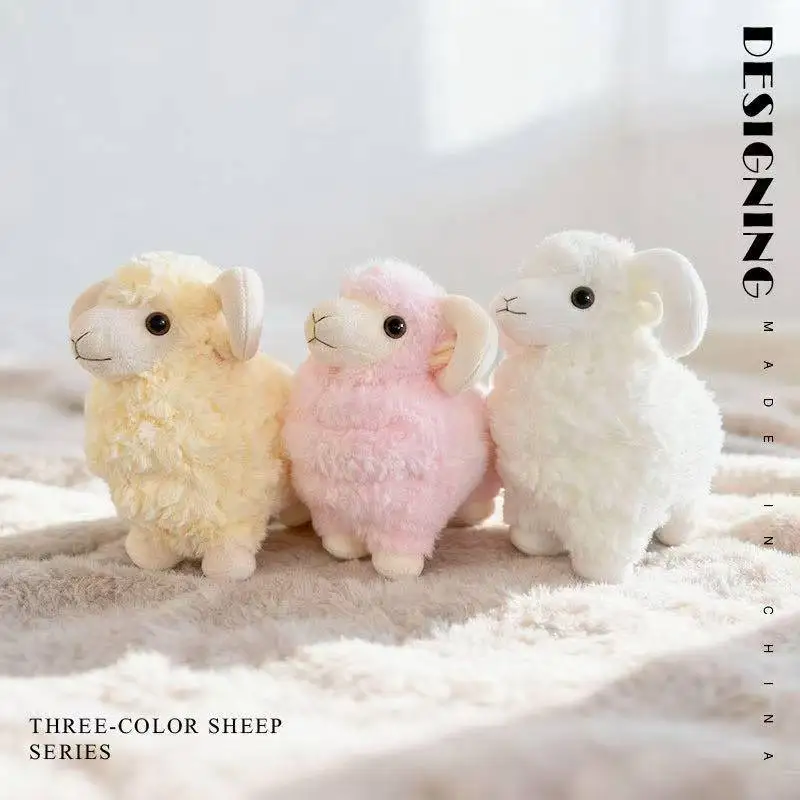 Lo último en muñeco de cabra rosa, amarillo y blanco, juguete de peluche Kawaii hecho a mano, muñeco de dibujos animados de Anime, bonito regalo de cumpleaños para niños, muñeca de Navidad