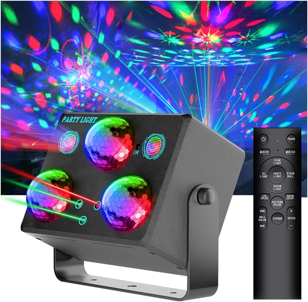 

Disco Ball,Party DJ Disco Light Strobe Stage Dance Light Glow Party Sound Activated with Remote Control Rave Ocean Star Projecto