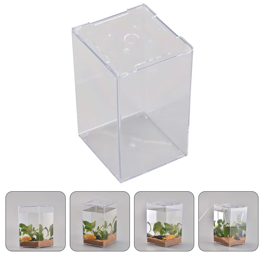 

1pc Stylish Small Tank Mini Acrylic Aquarium Desktop Decor Fish Tank Accessory Durable Fish Box For Home Office Party Use