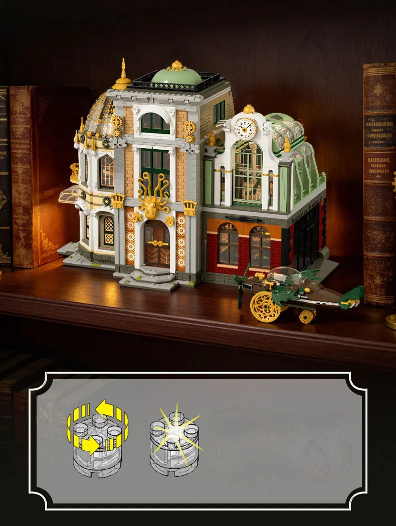 Kreative Straßenansicht-Hausbausteine mit Beleuchtung, Punk-Explorer-Architektur-Konstruktionssteine, Straßenlandschaft-Spielzeug, Heimdekoration – Detail 8