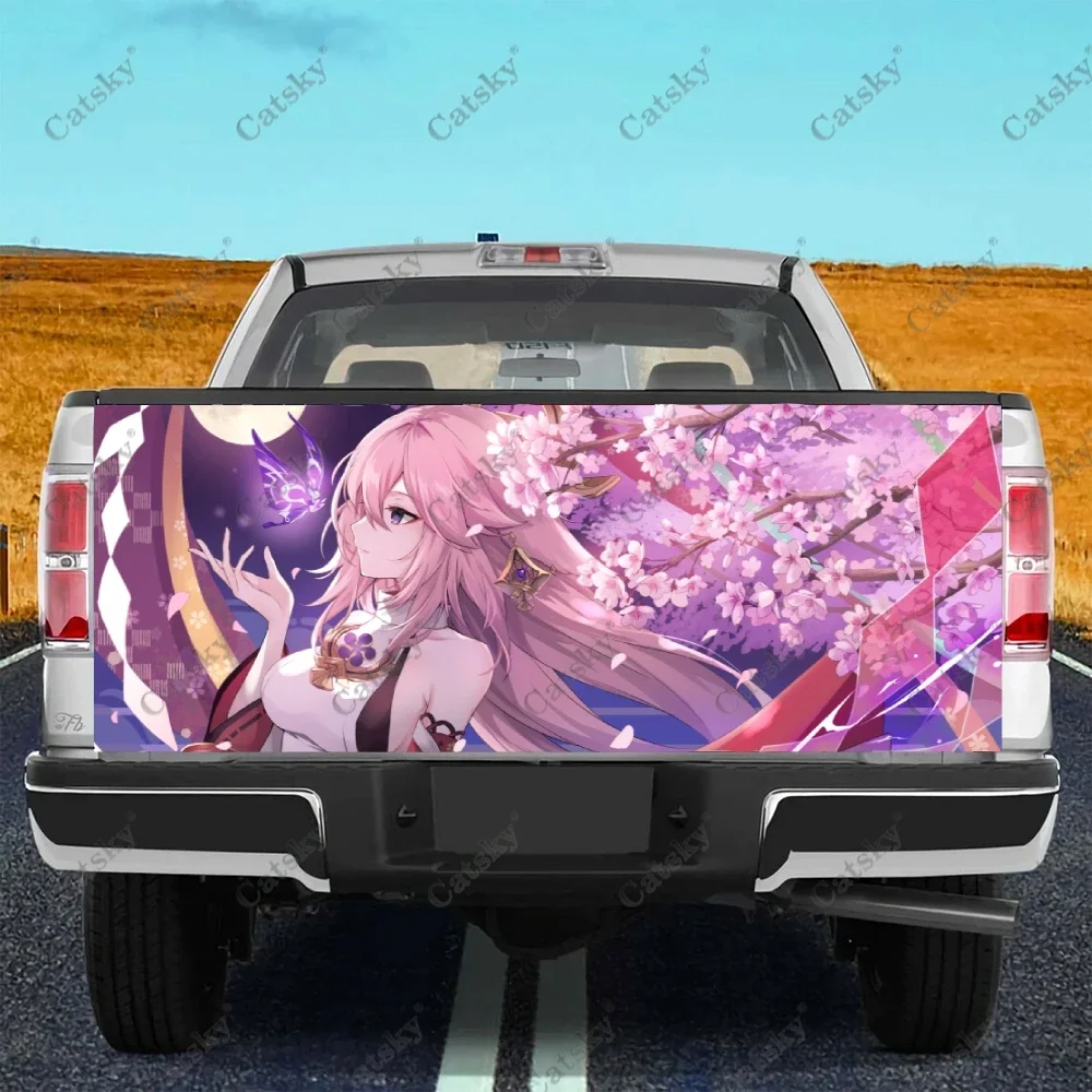 Yae Miko Genshin Impact Truck Tailgate Wrap Professional Grade Material Universal Fit for Full Size Trucks Weatherproof