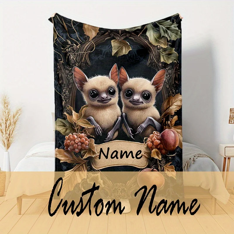 اسم مخصص بطانية صوف الحيوان، مناسبة للأريكة والسرير وأعياد الميلاد والأطفال والأصدقاء والهدايا