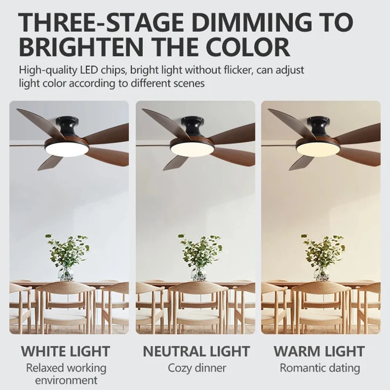 56Inch Low Floor Ceiling Fan Light Modern Black ABS Blade DC Remote Control Led Fan Lights Restaurant The bedroom 110V 220V