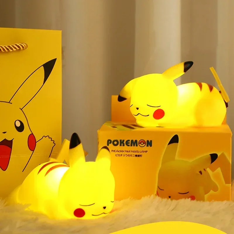 Pokemon Pikachu Night Light Glowing Anime Figures Toy Pokemon Pikachu Cute Bedside Led Lamp Kawaii Children Birthday Gift Girl