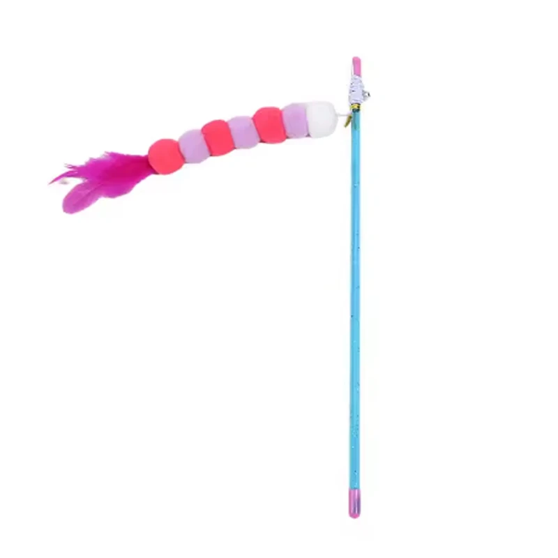 Grappige Cat Teaser Interactief speelgoedstaaf met bel en veren Speelgoed voor katten Teaser Interactief speelgoedstaaf Huisdier Katten Speelgoedstok