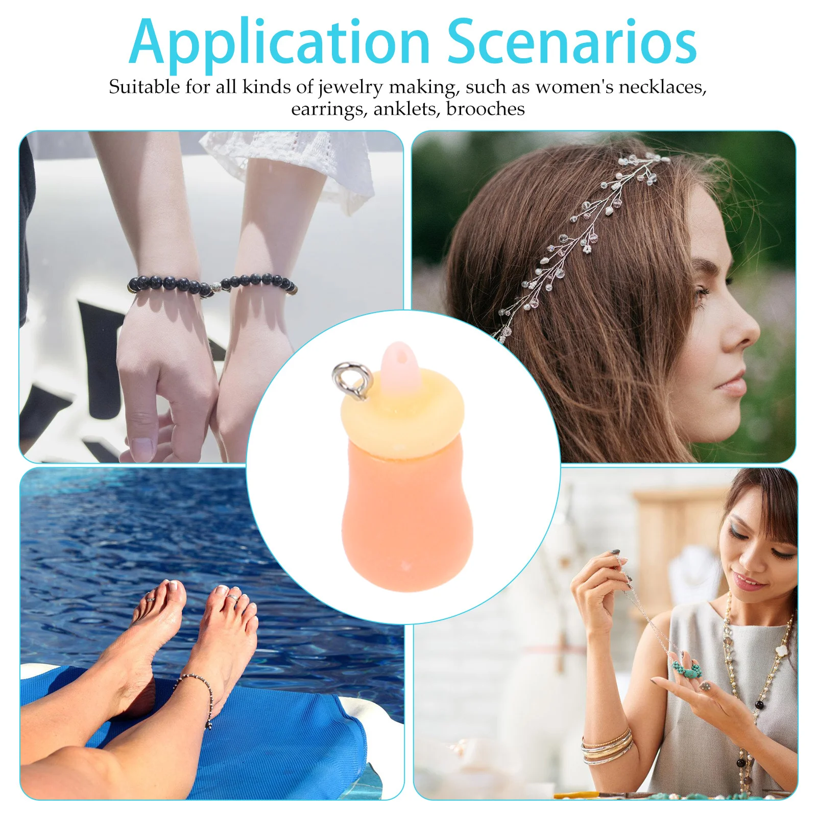 

24 шт., подвески в форме бутылочки для кормления из смолы, аксессуары для самостоятельного изготовления ювелирных изделий, милый кулон для ожерелья, браслета, сережек