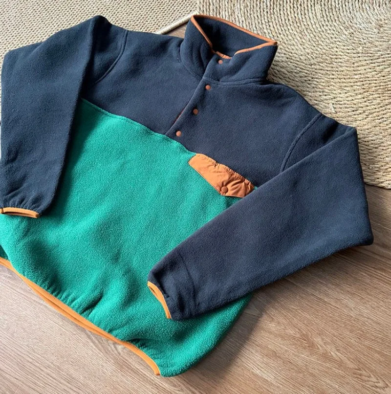 Patag Herbst und Winter Outdoor Radfahren und Wandern Fleece warme Fleecejacke, farbblockierter Stehkragen-Pullover-Hoodie