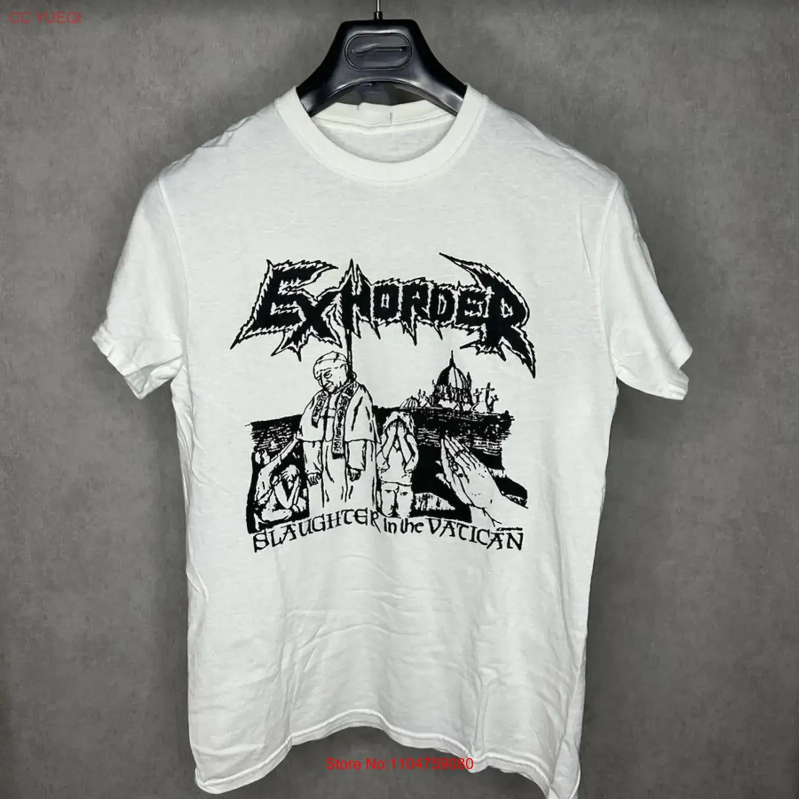 Vtg Exhorder Band Slaughter In The Vatican Cotton White S 5XL T Shirt XS236 vintage Washed Soft Slightly Breathable homme