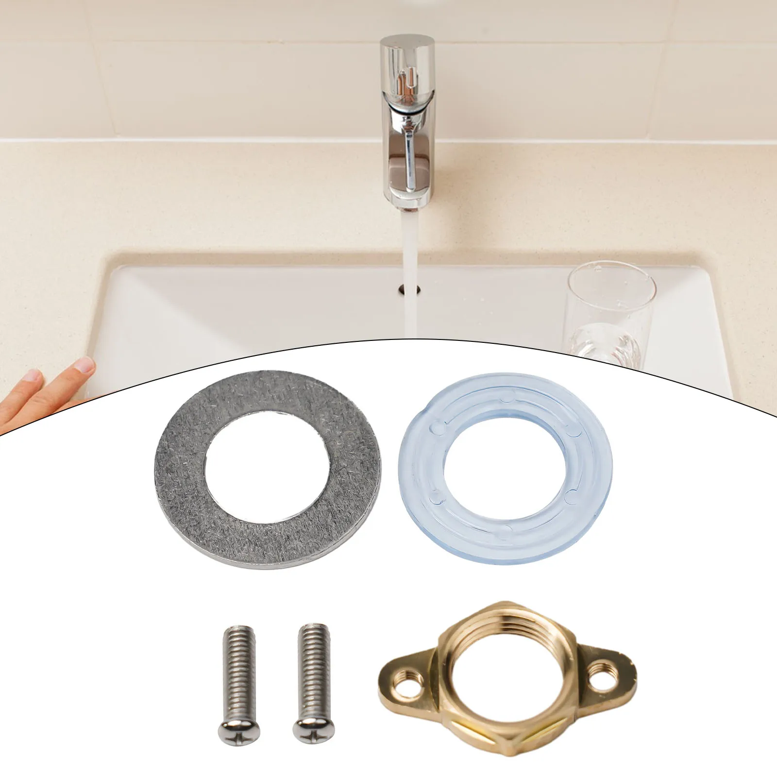 Copper Wash Basin Fixing Accessories Set with Fastener Nut Circlip and Flat Washer for Secure Threaded Pipe and Hose Fittings