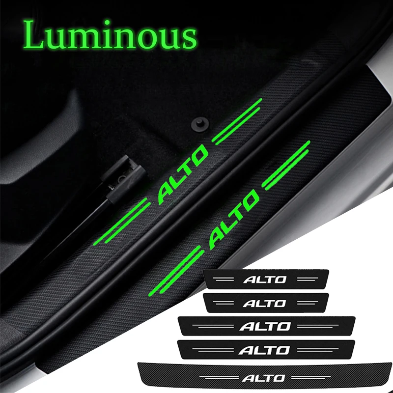 Luminous Stickers for Suzuki Alto Emblem Carbon Fiber Car Door Sill Trunk Protective Strip Threshold Tapes Decals Accessories